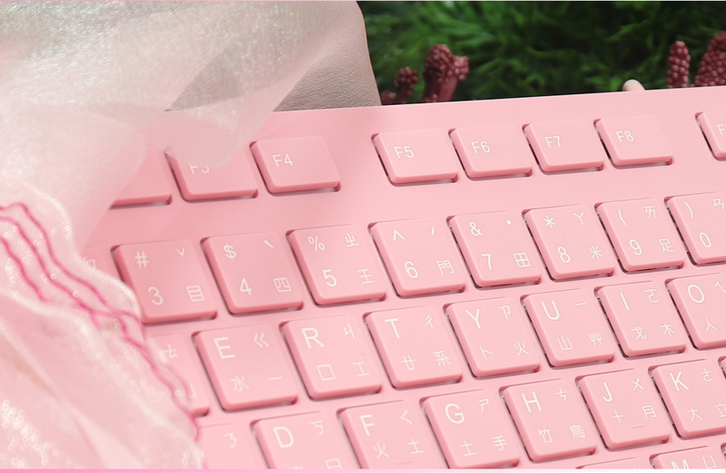 irocks K01巧克力超薄鏡面有線鍵盤-粉紅色