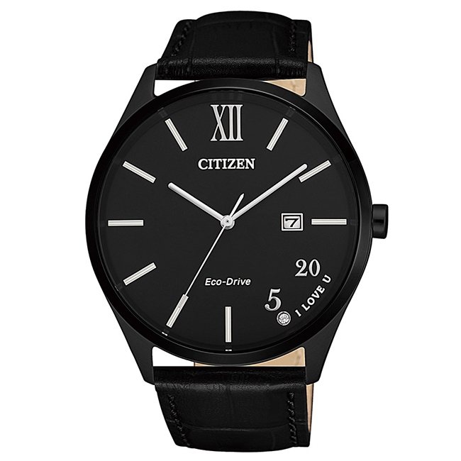 CITIZEN 星辰PAIR 對錶小牛皮羅馬男款-黑42mm(BM7357-10E)