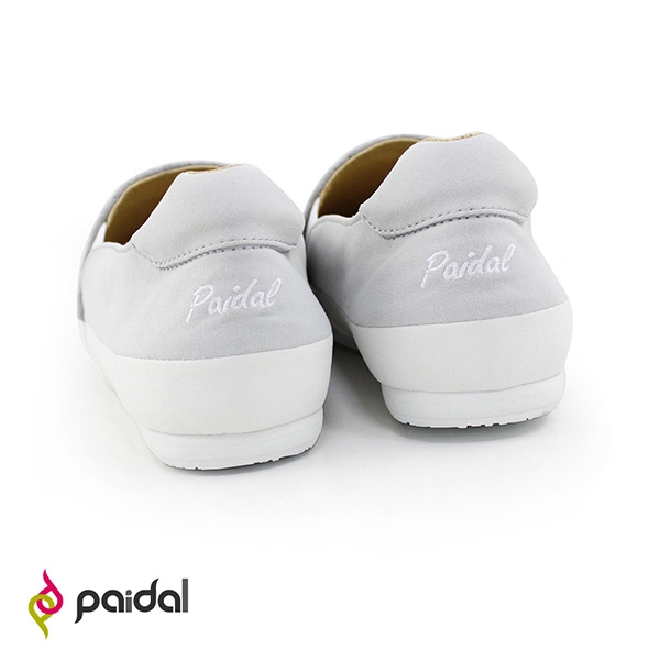 Paidal 簡約格子繡線平底樂福鞋懶人鞋-灰