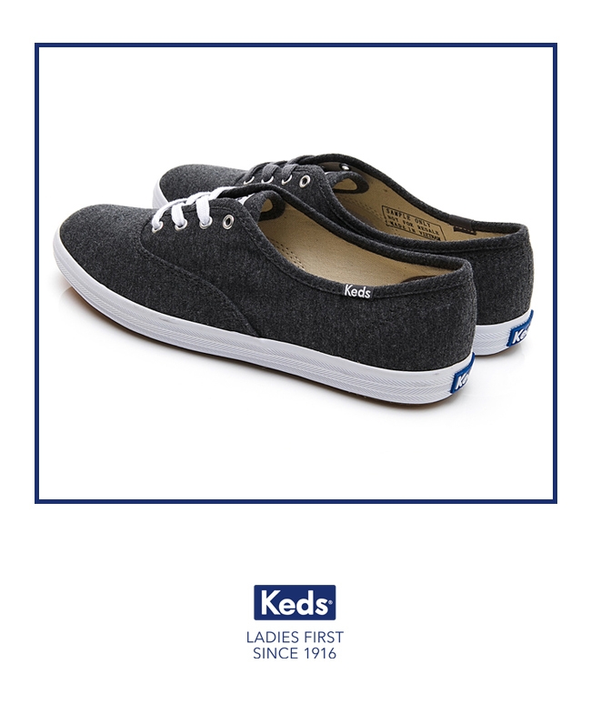 Keds CHAMPION 玩色經典綁帶休閒鞋-碳灰