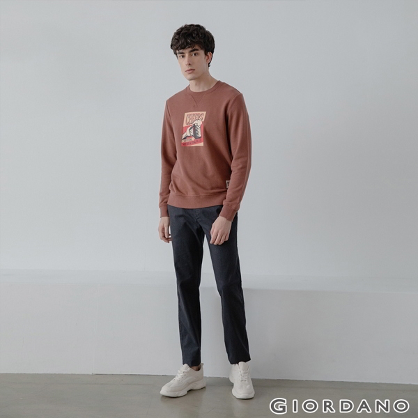 GIORDANO 男裝彈力斜紋棉窄管卡其褲 - 04 深花灰