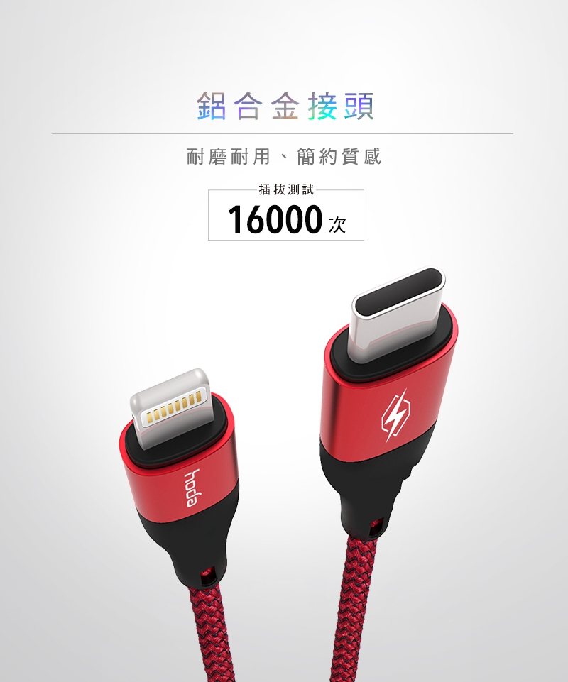 hoda USB-C To Lightning W1 尼龍編織快速充電傳輸線