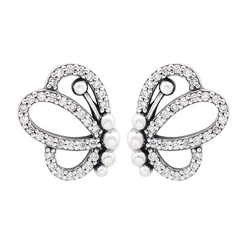 Pandora 潘朵拉 閃耀鑲鋯蝴蝶造型 純銀耳環