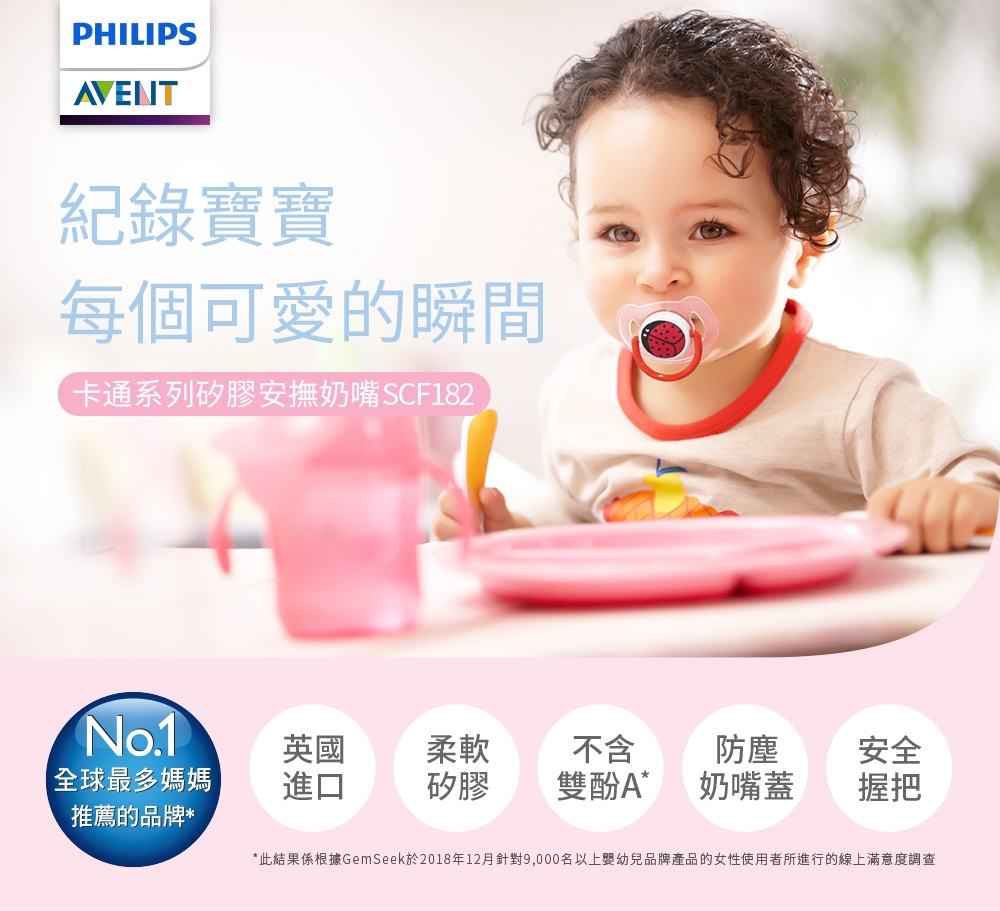 PHILIPS AVENT矽膠卡通系列 安撫奶嘴6~18M+藍綠 SCF182/24