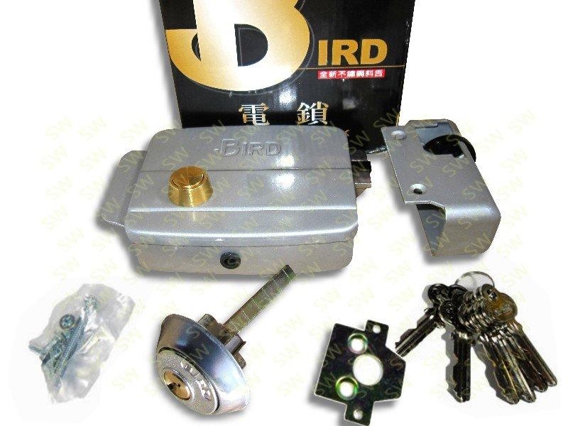 LG001 鳥牌 BIRD 電鎖 正鎖 內開型 鋁製 斜鎖舌 自動鐵門鎖 鐵門鎖 機械鎖