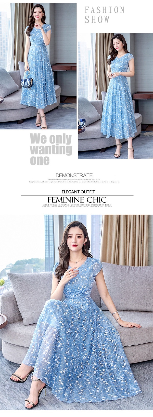 【韓國K.W.】繁星點點愜意休閒洋裝-2色