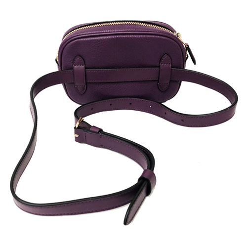 COACH 立體馬車LOGO 全牛皮小斜背mini腰包兩用相機包(風信紫)