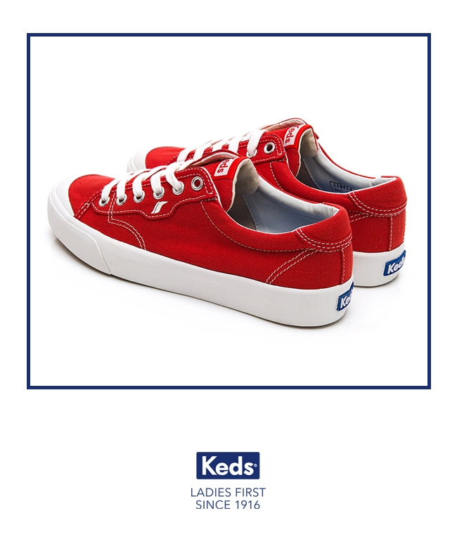 Keds CREW KICK 經典半月帆布綁帶休閒鞋-紅