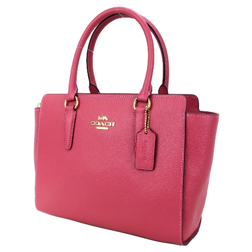 COACH 馬車 PVC方形手提/斜背兩用包(草莓粉)