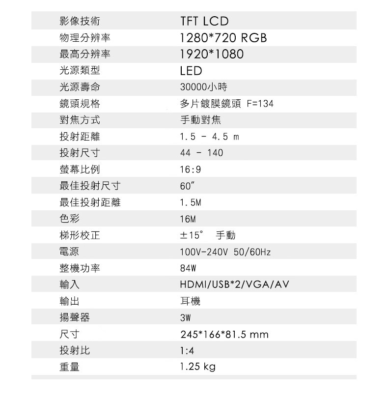 QHL 酷奇 720HD 140吋劇院音效投影微型投影機 送汽車支架