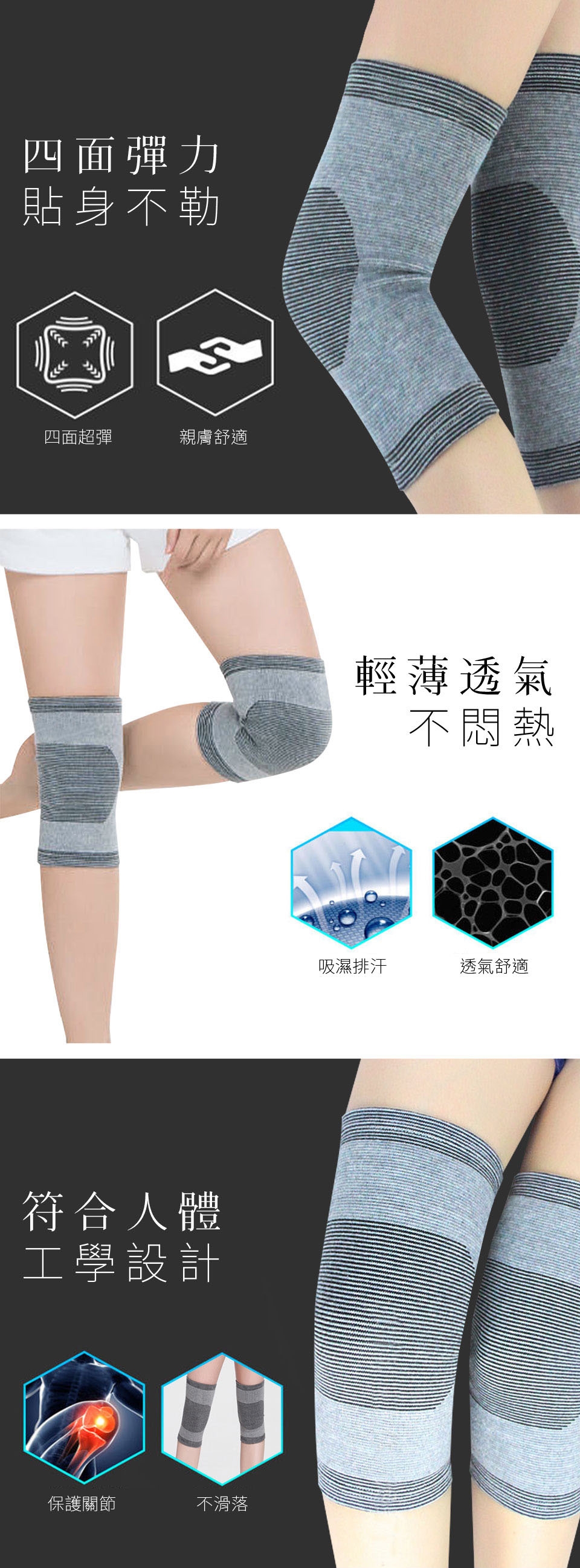 【Yi-sheng】全方位運動護具組(CC灰色護膝+護腕+護踝)
