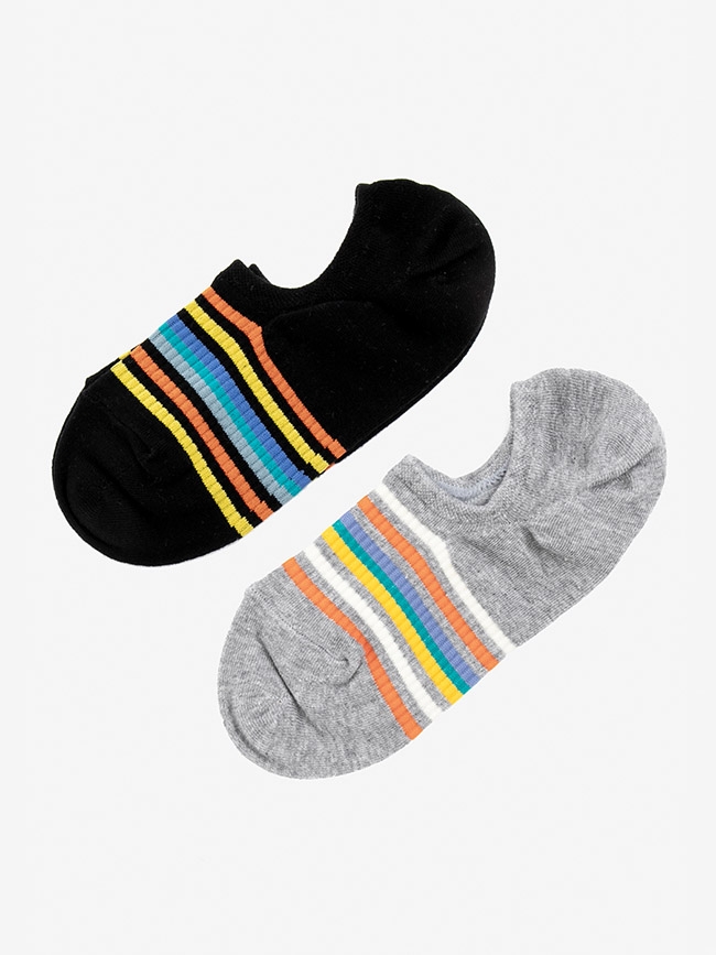 H:CONNECT 韓國品牌 女襪 - 彩色線條短襪組-黑