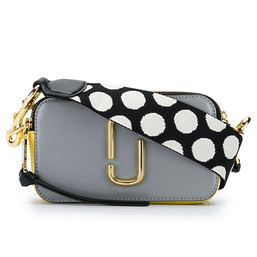 MARC JACOBS Snapshot防刮牛皮相機包/斜背包-灰色x點點