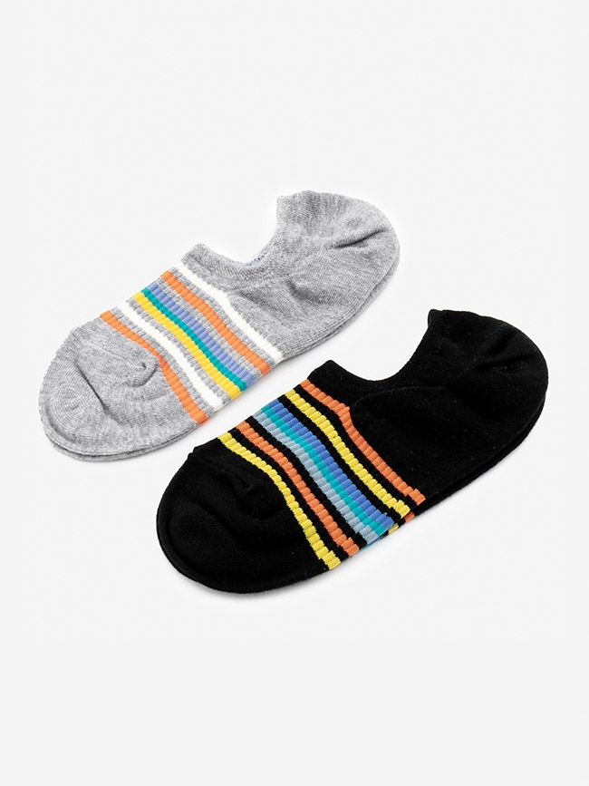 H:CONNECT 韓國品牌 女襪 - 彩色線條短襪組-黑