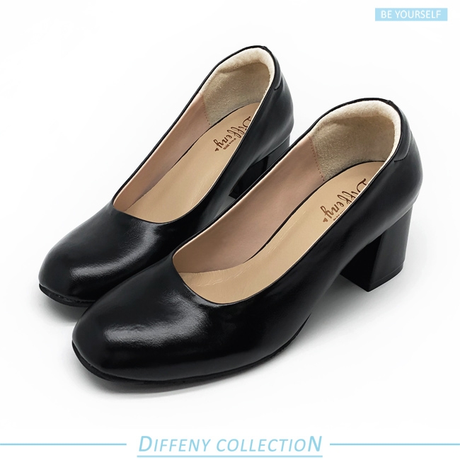 DN 氣質素雅 MIT質感素面方跟鞋-黑