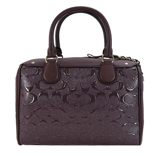 COACH 立體漆皮LOGO拼接兩用波士頓包(小/咖紅) COACH 立體漆皮LOGO拼接兩用波士頓包(小/咖紅)