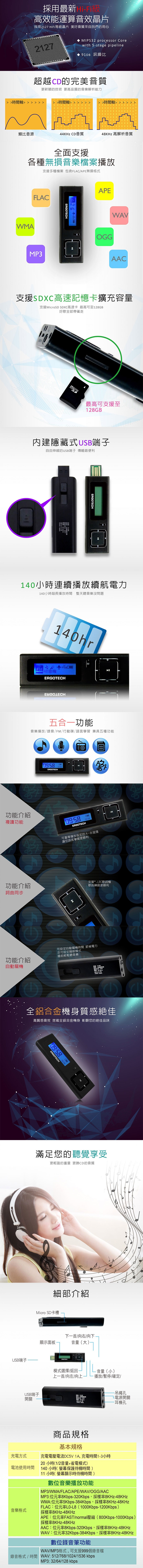 人因科技 Hi-Fi級高解析音樂播放器 UL450CK