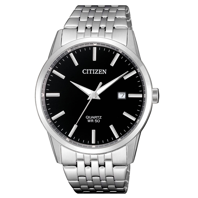 CITIZEN 星辰GENTS風格日期顯示黑錶面腕錶(BI5000-87E)