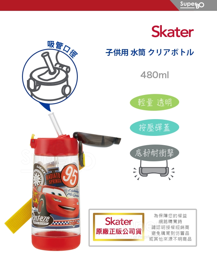 日本Skater 卡通PET系列吸管冷水壺(480ml) (共6款可任選)