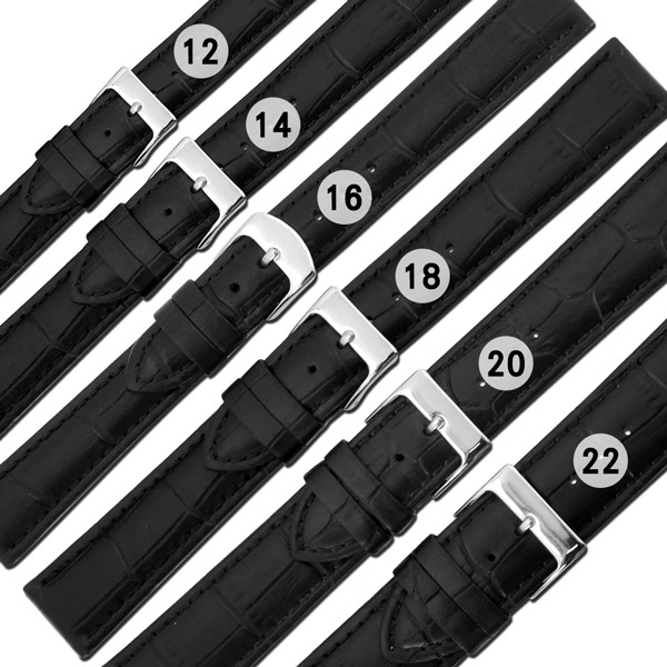 Watchband / 各品牌通用 替用 柔軟 壓紋真皮錶帶 黑色