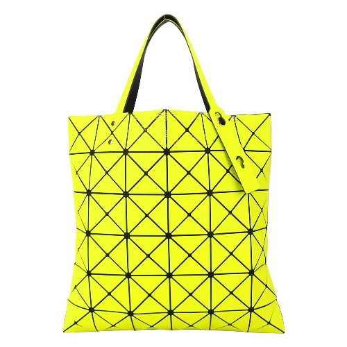 ISSEY MIYAKE 三宅一生 BAOBAO 斜紋三角方格6x6透光手提包-黃