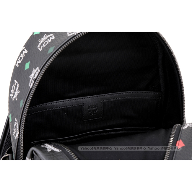 MCM Stark Skyoptic 彩虹滿版品牌印花後背包(黑色)