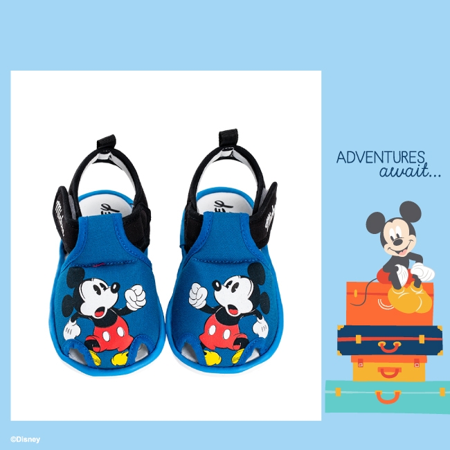 迪士尼親子鞋米奇 趣味寶寶叫叫涼鞋-藍