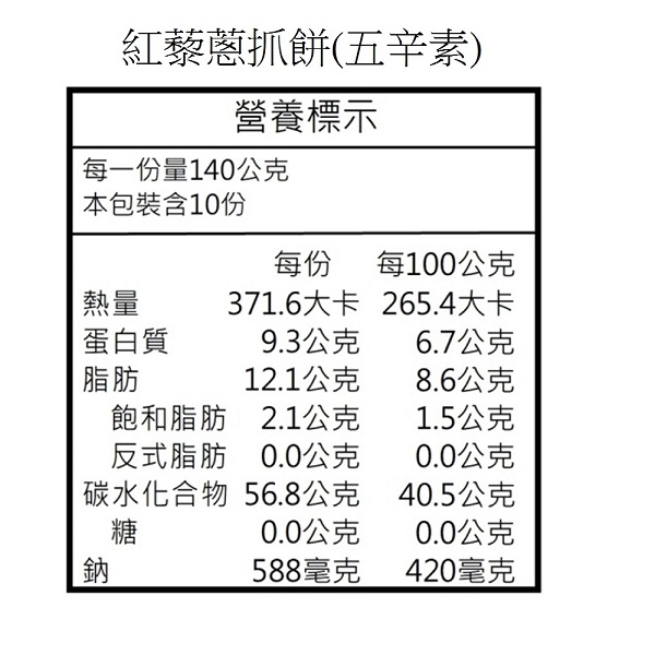 龍鄉味‧台灣紅藜蔥抓餅(10片/包，共四包)