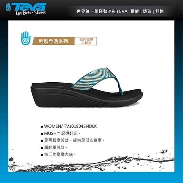 TEVA Voya Wedge 經典織帶夾腳拖 湖水藍綠 女