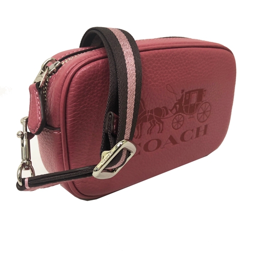 COACH 立體馬車LOGO 全牛皮小斜背mini腰包兩用相機包(乾燥玫瑰)