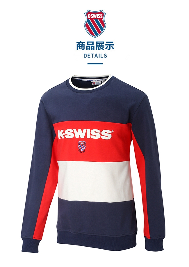 K-SWISS Heritage Round Sweater圓領長袖上衣-女-深藍