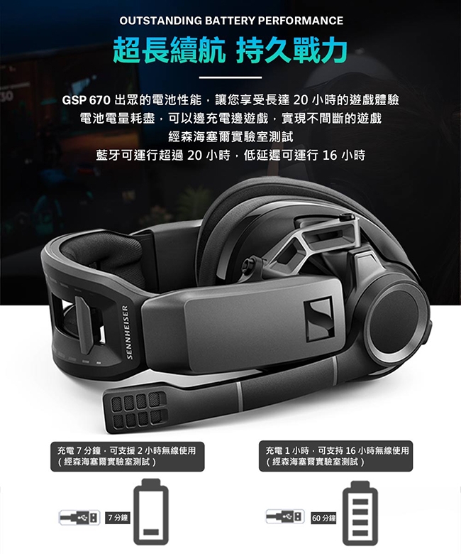 SENNHEISER 森海塞爾 GSP 670 封閉式無線藍牙電競耳機麥克風