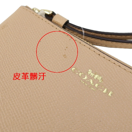 COACH 新款馬車燙金防刮 L 拉鍊手拿包(駝)(展示品)