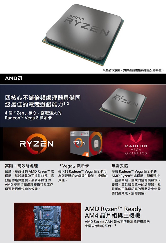 AMD Ryzen 3 2200G 四核心處理器