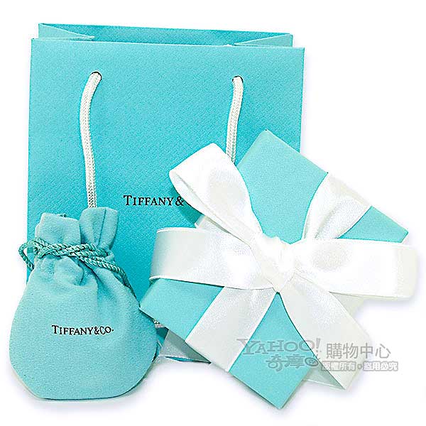 Tiffany&Co.藍色琺瑯緞帶愛心925純銀項鍊