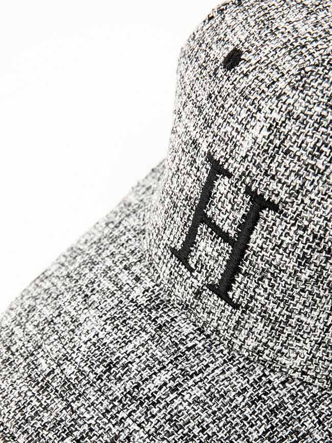 H:CONNECT 韓國品牌 配件 - 復古毛呢繡字棒球帽 -黑