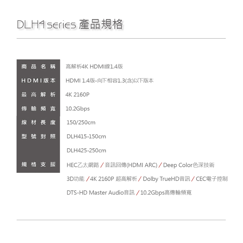 DIKE 高解析4KHDMI線1.4版-1.5M DLH415BK