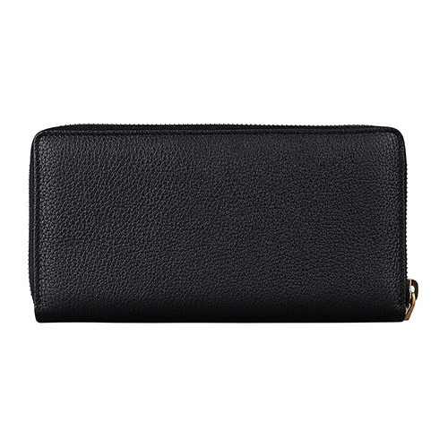 GUCCI綠紅綠印花LOGO牛皮12卡拉鏈長夾(黑)