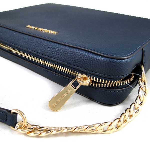 MICHAEL KORS Jet Set Item金字Logo防刮皮革斜背方包(海軍藍)