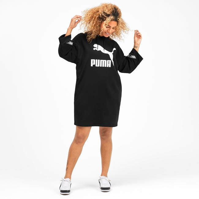 PUMA-女性流行系列TAPE連帽連身裙-黑色-歐規