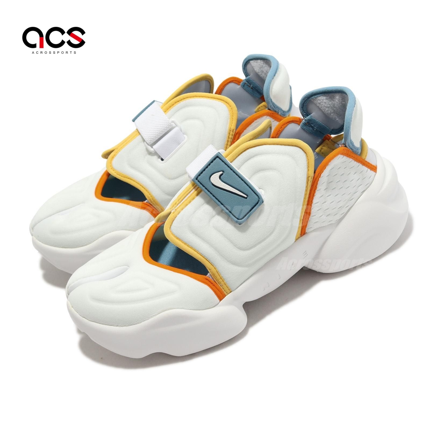 Nike 休閒鞋Wmns Aqua Rift 女鞋白橘黃忍者鞋魔鬼氈分趾鞋DJ4669-100