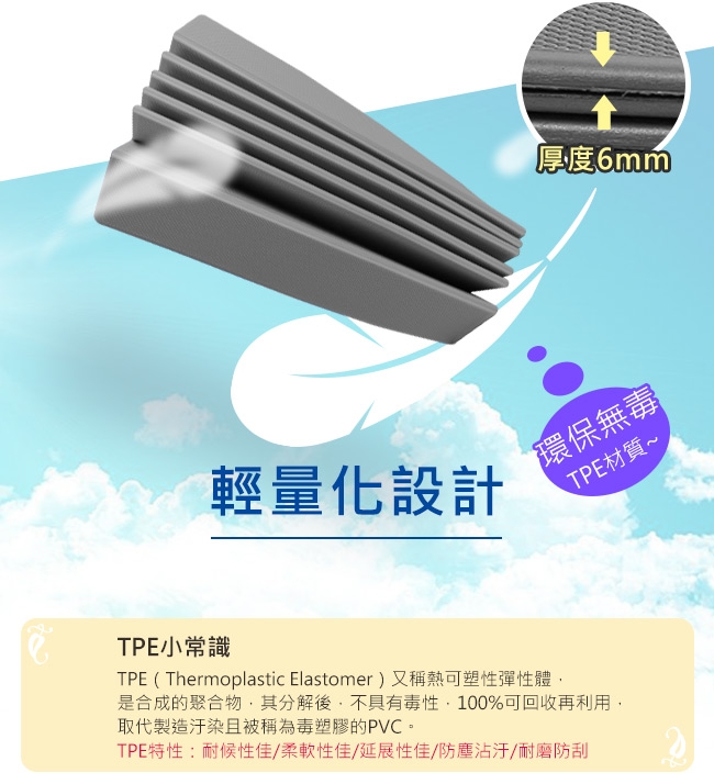 Yenzch 折疊式瑜珈墊 / TPE (鐵灰色 厚6mm) RM-11108《贈外背袋》