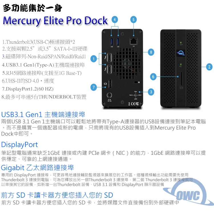 OWC Mercury Elite Pro DockThunderbolt3 雙槽 外接盒