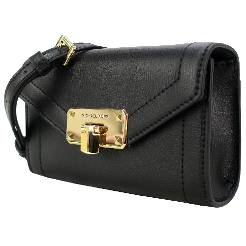 MICHAEL KORS KINSLEY 穿釦素面腰包/斜背兩用包-黑