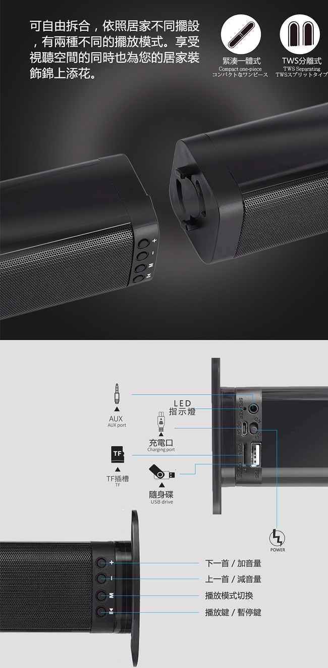 MIT製造 MCK-PULIABO 聲霸TWS藍牙喇叭 家庭劇院組