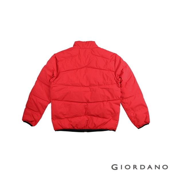 GIORDANO 男裝雙面防潑水輕羽絨外套 - 22 高貴紅x標誌黑