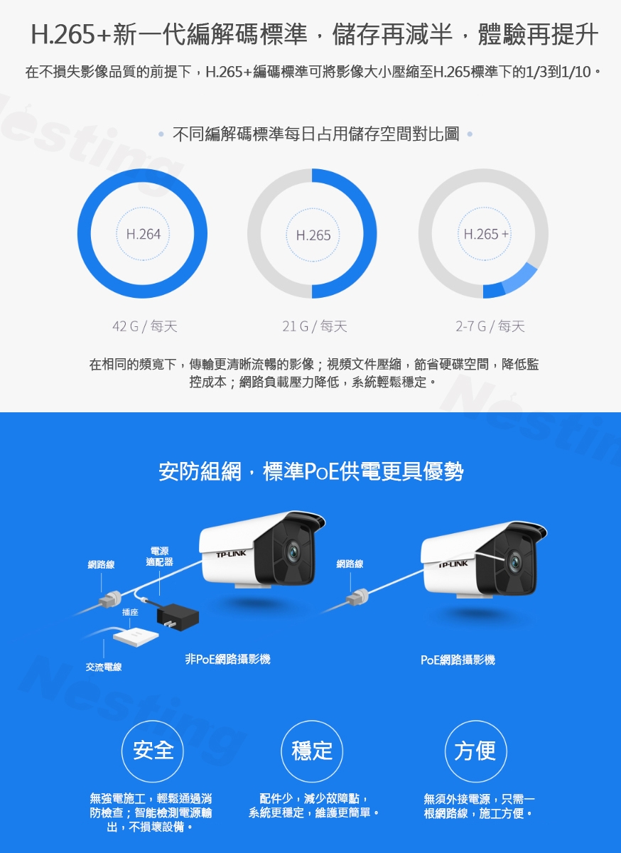 【TP-LINK】H.265+ 500萬PoE寬動態紅外網路攝像機 TL-IPC556HP