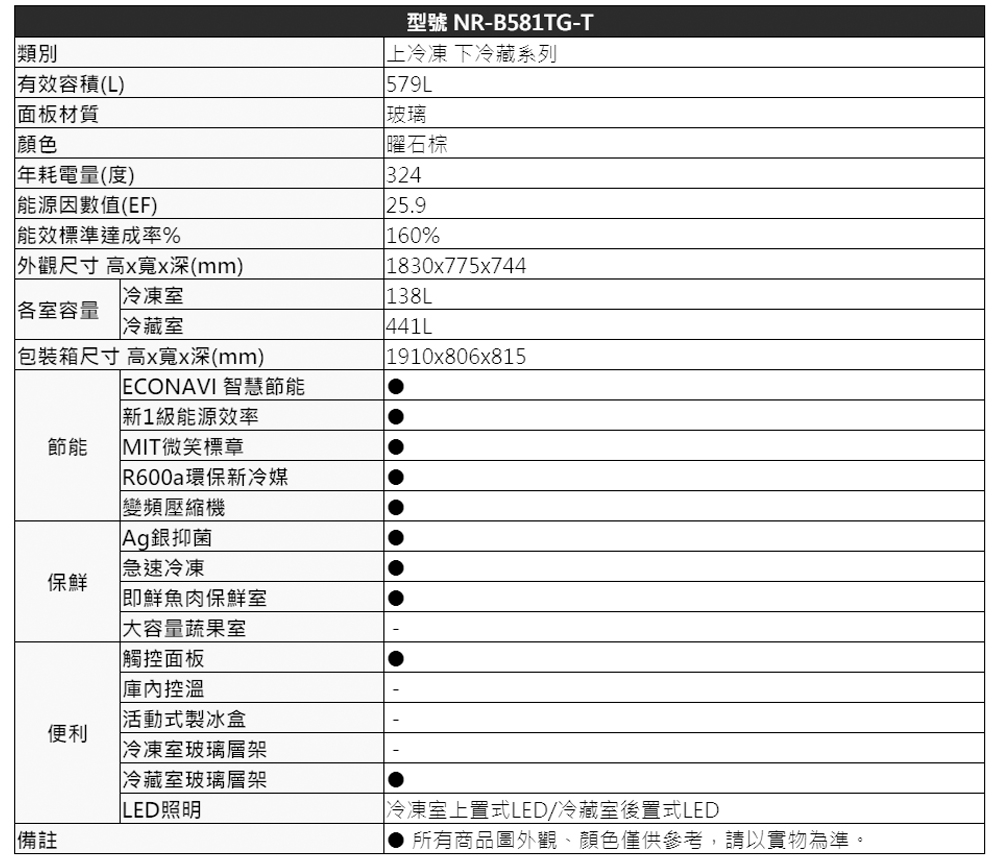 國際牌579L變頻雙門冰箱 NR-B589TG 另有特價NR-B581TG NR-C611XGS NR-D611XGS