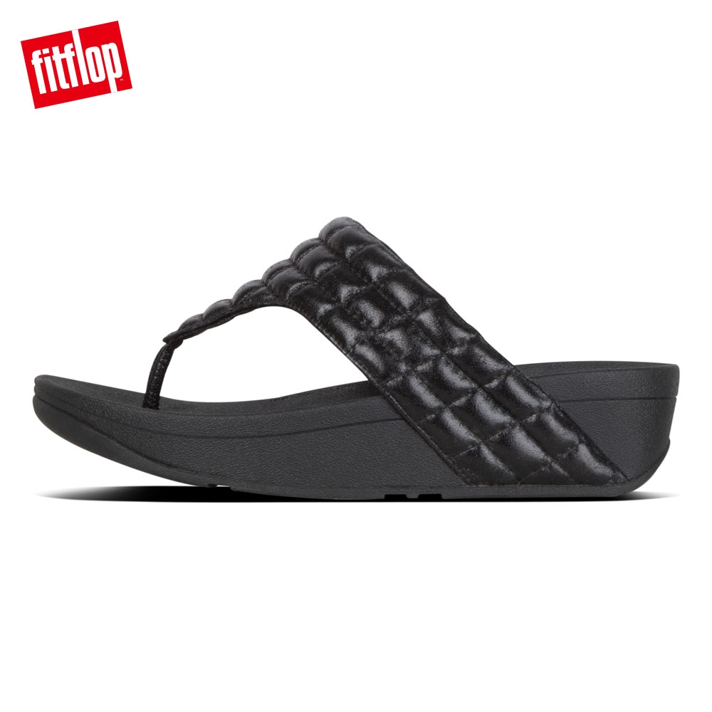 FitFlop LULU PADDED SHIMMY TOE THONGS 黑色