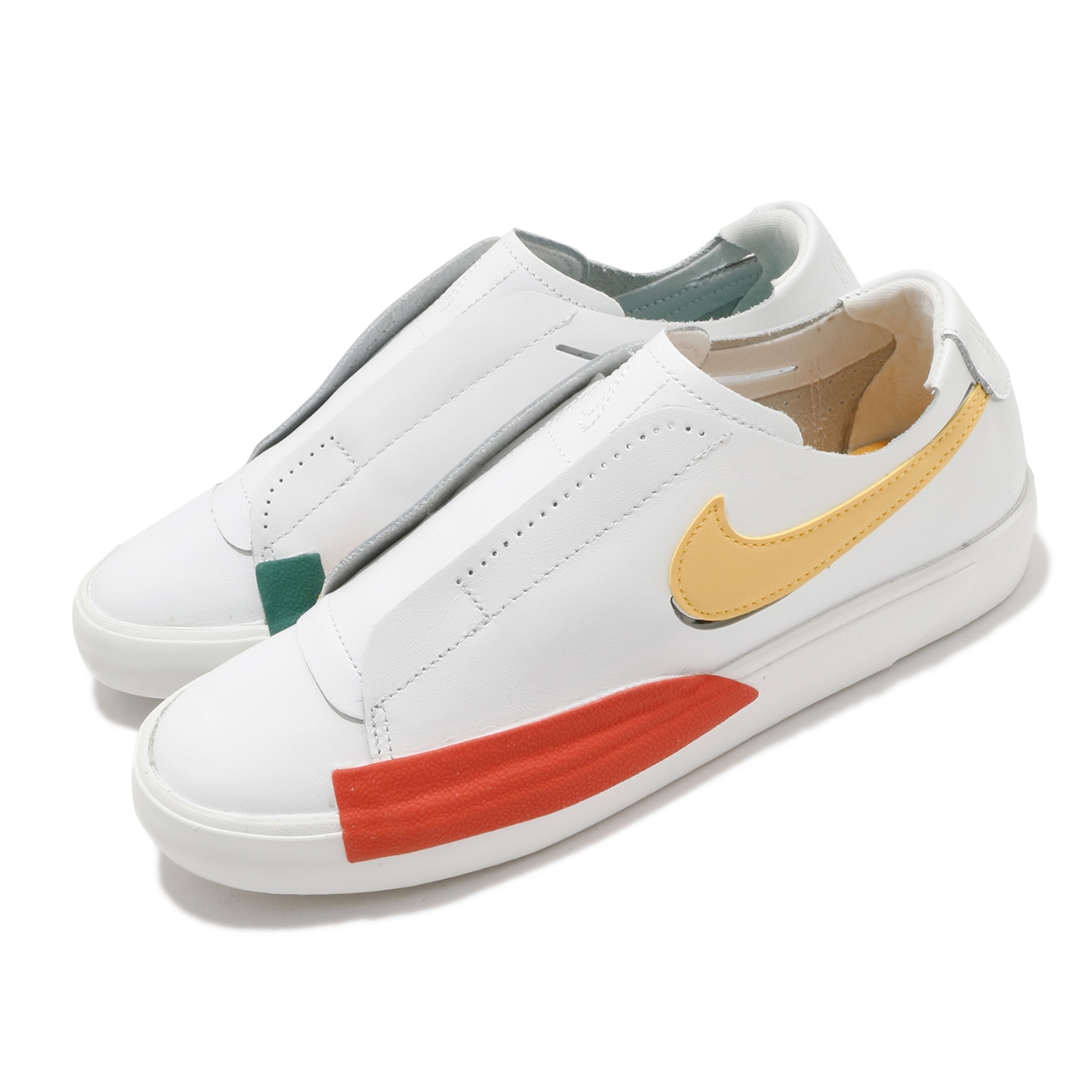 Nike 休閒鞋Blazer Slip 運動女鞋海外限定基本款簡約輕便套腳鴛鴦白彩